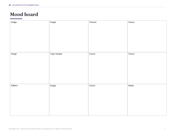 Preview of Printable Mood Board Template